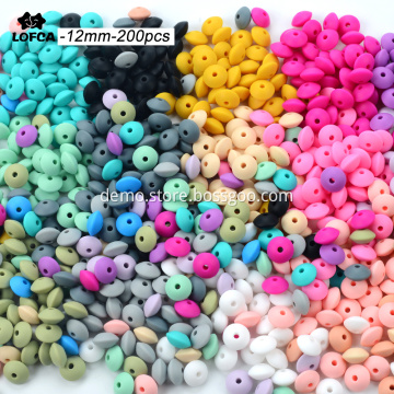 Wholesale 200pcs 12mm Lentil Silicone Beads BPA Free Baby Teethers Toys Nursing Gift Teething Necklace Bracelet DIY Food Grade